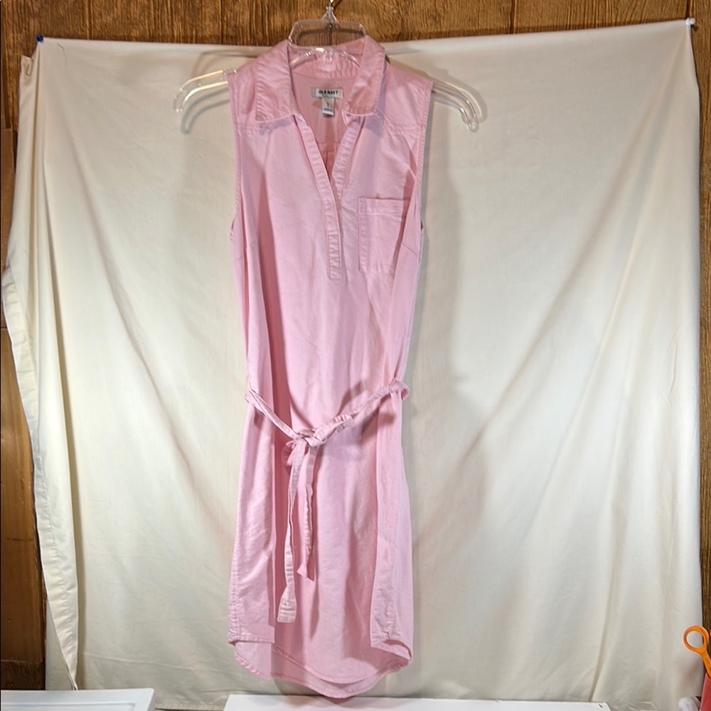 Old Navy Pink Sleeveless Shirt Dress